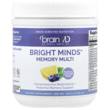 BrainMD, Bright Minds Memory Multi, Modré fľažkové ovocie, 5,59 oz (158,4 g)