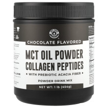 Left Coast Performance, MCT-olie poeder Collageen peptiden met prebiotische Acacia vezel, Chocolate, 1 pond (454 g)