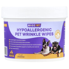 HICC Pet, Asciugamani per le Rughe Ipoidermici, Per Cani e Gatti, Senza Profumo, 100 Pads