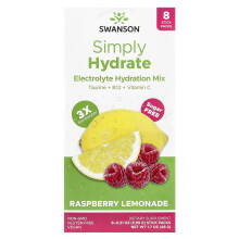 Swanson, Simpele Hydratie, Elektrolyt Hydratie Mix, Raspberry Lemonade, 8 Stick Packs 0,21 oz (5,95 g) Elke