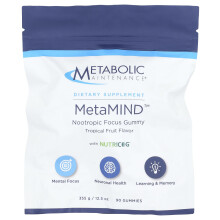 Metabolic Maintenance, MetaMIND, Nootropische Focus Gummies met Nutricog, Tropisch Fruit, 90 Gummies
