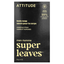 ATTITUDE, Super Bladeren, Lichaamswaspoeder, Voor Mannen, Amber & Citrus, 4 oz (113 g)
