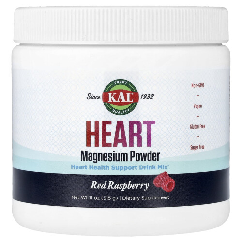 KAL, Magnesium pro srdce v prášku, Red Raspberry, 11 oz (315 g)