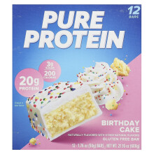 Pure Protein, Barrette Senza Glutine, Compleanno, 12 Barrette, 1.76 oz (50 g) Barrette