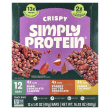 Simply Protein, Crispy Snack Bars, Variety Pack, 12 Bars, 1,41 oz (40 g) Jeder