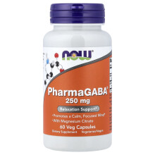NOW Foods, PharmaGABA Met Magnesium Citraat, 250 mg, 60 Veg Capsules