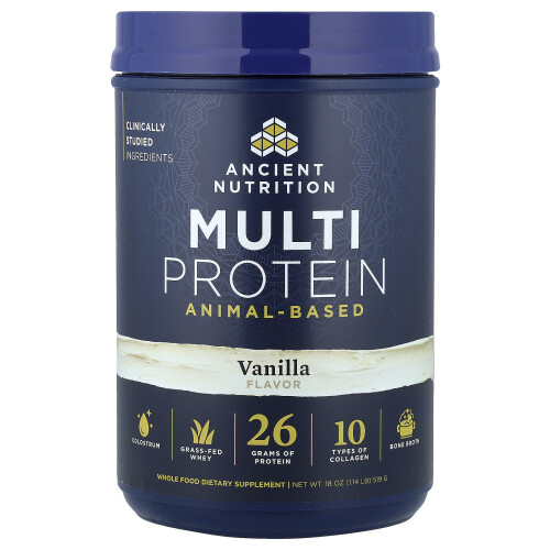 Ancient Nutrition, Multi Protein, Živočišný, Vanilka, 1.14 lb (519 g)