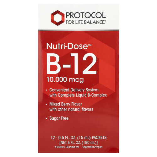 Πρωτόκολλο για τη Ζωή Ισορροπημένη, Nutri-Dose B-12, Mixed Berry, 12 Πακέτα, 0,5 fl oz (15 ml) Κάθε