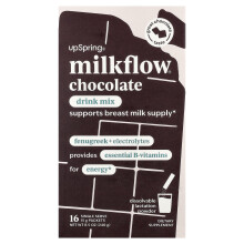 UpSpring, Milkflow, Drink Mix, Chocolate, 16 Single Serve Packets, 0.53 oz (15 g) Each