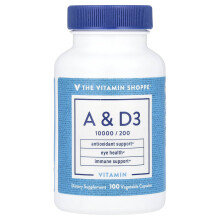 The Vitamin Shoppe, Vitamin A & D3, 100 Vegetabiliska Kapslar