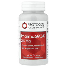 Protocol for Life Balance, PharmaGABA Met Magnesium Citraat, 250 mg, 60 Vet Capsules