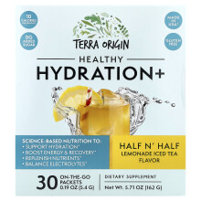 Terra Origin, Sund Hydrering+, Halv N' Halv Lemonade Iced Tea, 30 Til Gå Tur Packets, 0,19 oz (5,4 g) Hver