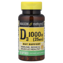 Mason Natural Mason Natural Witamina D3 25 mcg (1,000 IU), 120 Softgeli