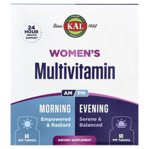 KAL, Γυναικείες Πολυβιταμίνες, Morning & Evening, 2 Πακέτα, 60 Tablets Each
