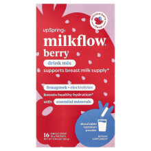 UpSpring, Milkflow, Drink Mix, Delicious Berry, 16 Enkele Serveer Padden, 0,35 oz (10 g) Elke
