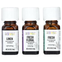 Aura Cacia, Fresh Home, Pure Essentiële Olie Mengsels, 3 Flessen, 0,25 fl oz (7,4 ml) Elke