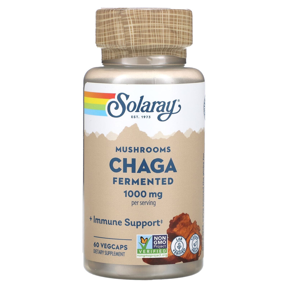 Solaray , Fermented Chaga Mushrooms, 1,000 Mg, 60 Vegcaps (500 Mg Per Capsule)