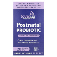 LoveBug Probiotics, Probiótico Pós-Parto, 20 Bilhões de CFU, 30 Contagem