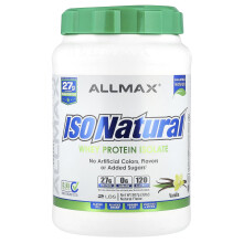 ALLMAX, IsoNatural, Protein izolat de lapte pur, Vanilă, 2 lbs (907 g)