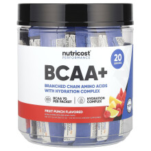 Nutricost, Prestanda, BCAA+, Frukt Punch, 20 Portioner, 0,5 oz (13 g) Varje