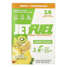 GAT, JetFuelÆ, Energia+Wydajność, Energetyczne Sticks, Tropic Thunderburst, 14 Pakietów, 0.26 oz (7.39 g) Każdy