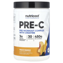 Nutricost, Performanță, Pre-C, Complex de pre-antrenament cu creatină, Peach Mango, 1 lb (450 g)