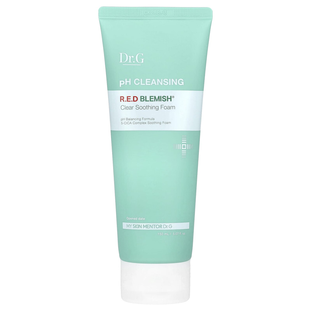 Dr. G Red Ph Cleansing R.e.d Blemish Clear Soothing Foam, 5.07 Fl Oz (150 Ml)