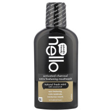 Hello, Aktivovaný uhlí, Extra zesílený ústní roztok, Přírodní čerstvý mátový aroma, 16 fl oz (473 ml)