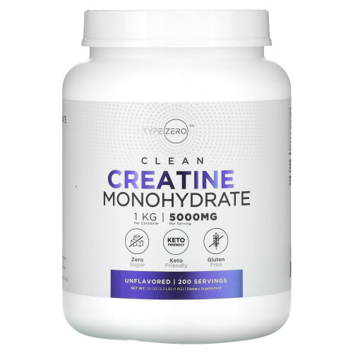 TypeZero, Schoon, Creatine Monohydrate, Ongevormd, 5.000 mg, 35 oz (1 kg)