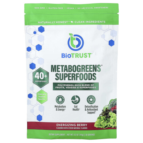 BioTRUST, Metabogreens Υπεραναπτύξιμα Φυτικά, Ενεργοποιημένη Φράουλα, 9.2 oz (261 g)
