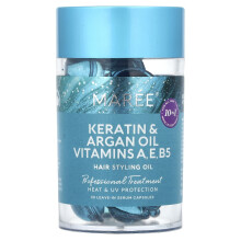 Maree, Haar Styling Oil, Kertin & Argan Oil Vitamines A, E, B5, Voor Alle Haartypen, Florale, 30 Leave-In Serum Capsules