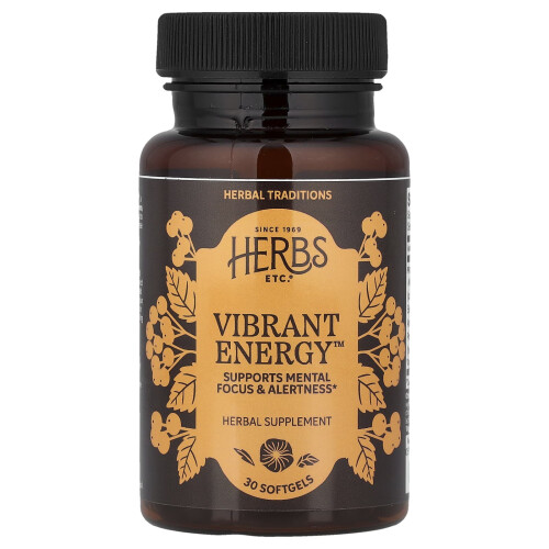 Herbs Etc., Vibrant Energy, 30 Pehmolevytabletti