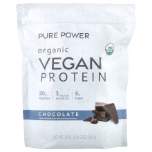 Dr. Mercola, Pure Power, Biologische Veggene Eiwit, Chocolate, 1 lb 3 oz (540 g)