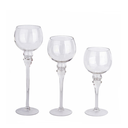 BalsaCircle Set med 3 ljusstakar i klart glas, glaskulor, bröllopsvaser 2