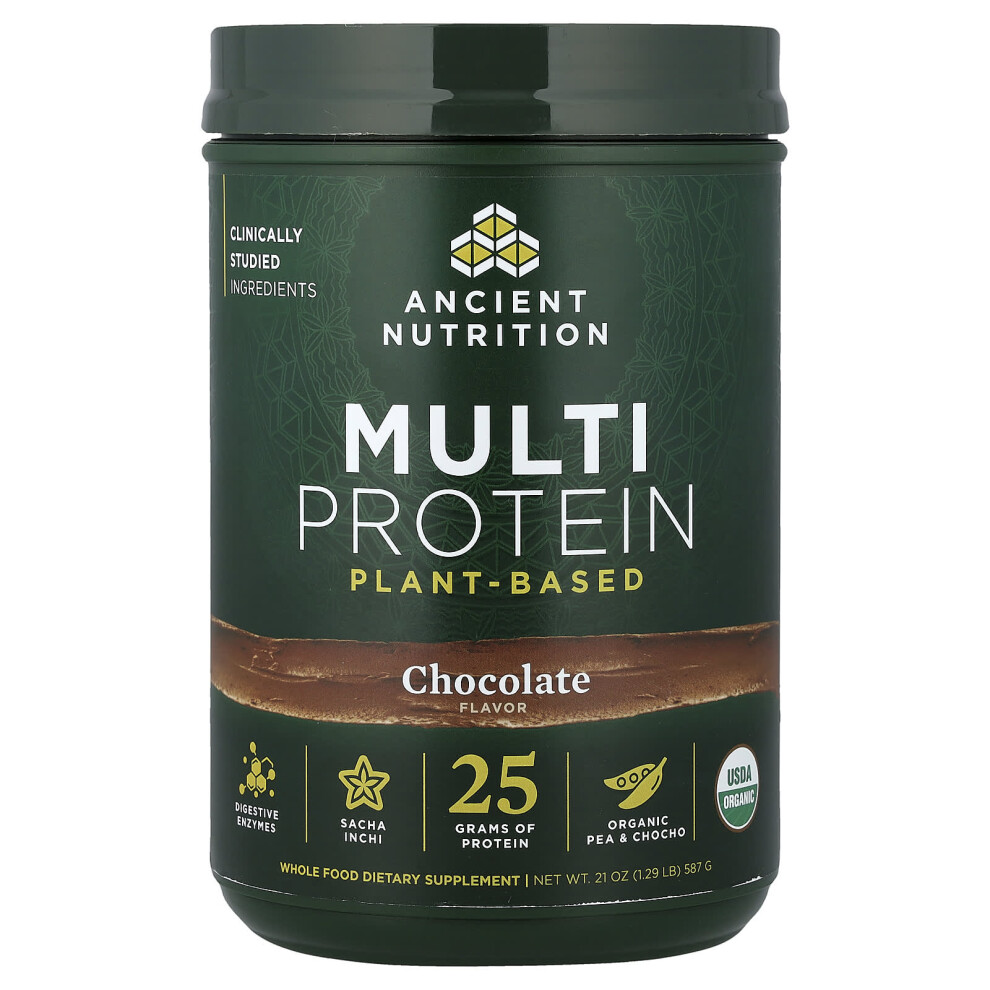 Ancient Nutrition , Multi Protein, Plant Based, Chocolate, 1.29 Lb (587 G)