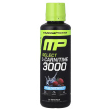 MusclePharm, Select L-Karnityna 3000, Błękitny Smak Raspbery, 16 fl oz (480 ml)