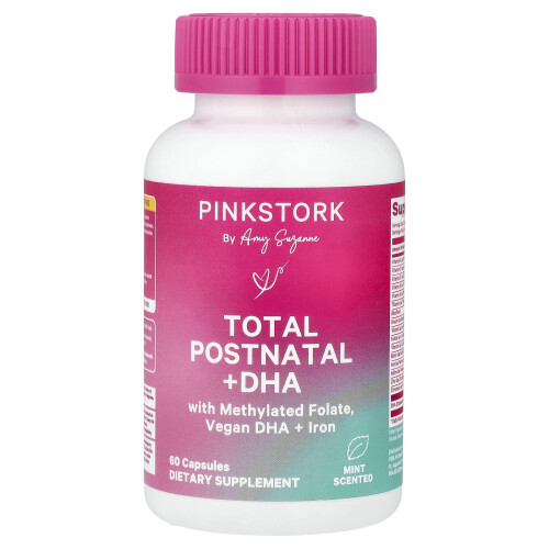 Pink Stork, Total Postnatal + DHA, Menta, 60 Cápsulas