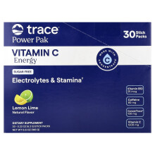 Trace, Power Pak, Vitamin C Energi, Lemon Lime, 30 Sticks, 0,22 oz (6,2 g) Varje