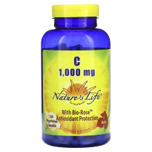 Nature's Life, Vitamin C With Bio-Rose, 1,000 mg, 250 Βοτανοθεραπευτικά Φιαλίδια