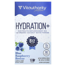 Vitauthority, Aktiv, Hydrering+, Blå Hallonbris, 18 Sticks, 0.24 oz (7 g) Each