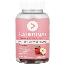 Flat Tummy, Eplecideræbleæble Ekstrakt Gummies, Naturlig Eple, 1.000 mg, 60 Gummies