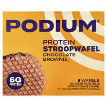 Podium Nutrition, Protein Stroopwafel, Chocolade Brownie, 8 Wafels, 1,16 oz (33 g) Elke