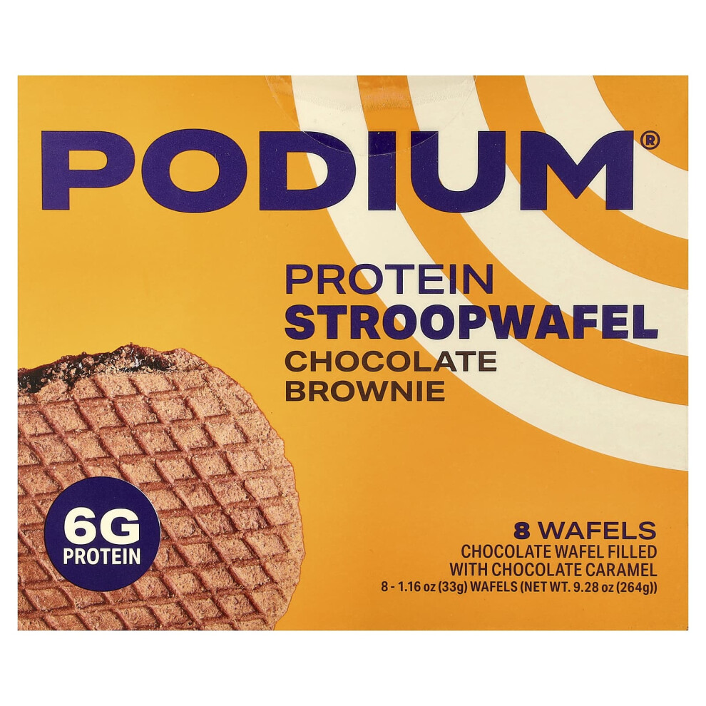 Podium Nutrition , Protein Stroopwafel, Chocolate Brownie, 8 Wafels, 1.16 Oz (33 G) Each