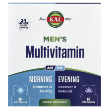 KAL, Herenschap Multivitamine, 's Ochtends & 's Avonds, 2 Pak, 60 Tabletten Elke