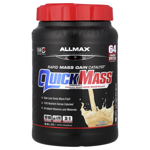 ALLMAX, Quick Mass, Rapid Mass Gain Catalyst, Vanilla, 3.5 lbs (1.59 kg)