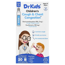 DrKids, Barns Koff och Bröstkonscentration, År 4+, Mix Berry, 20 Enstaka Användningsflaskor, 0.17 fl oz (5 ml) Varje