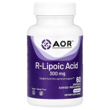 Advanced Orthomolecular Research AOR, Ácido Lipoico R, 300 mg, 60 Cápsulas Vegetarianas