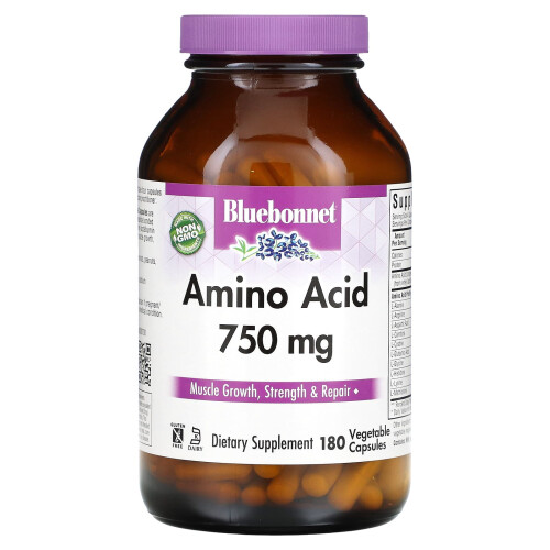 Bluebonnet Nutrition, Αμινοξέα, 750 mg, 180 Φυτικά Καψούλια