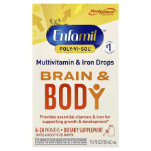Enfamil, Poly·Vi·Sol, Mózg i Ciało, Multivitamin i Przeczyszczalnik, 6-24 Miesiące, 1 2/3 fl oz (50 ml)