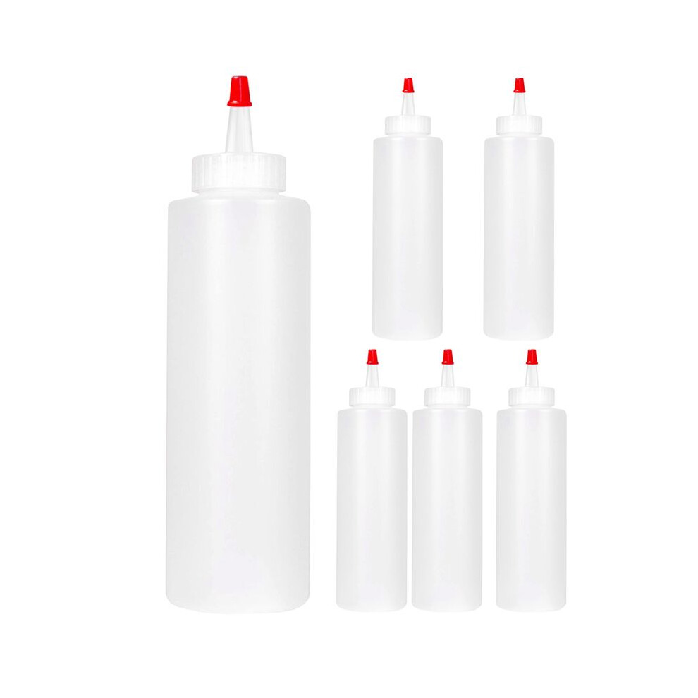 6Pc Squeeze Squirt Condiment Bottles For Sauces - 16 Ounce - Perfect Containers For Ketchup, Bbq, Sauces, Syrup Tauoh